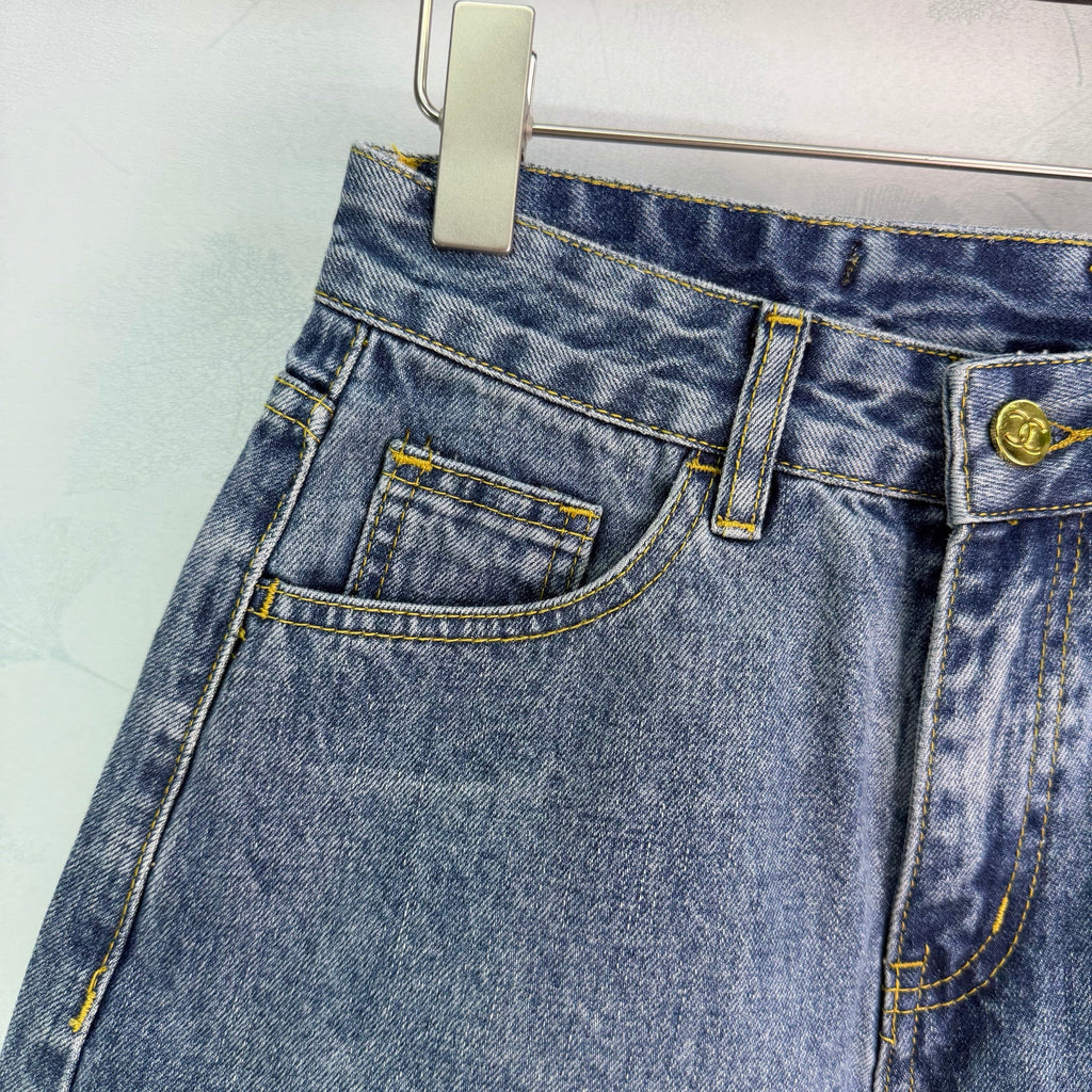 High-waisted denim shorts