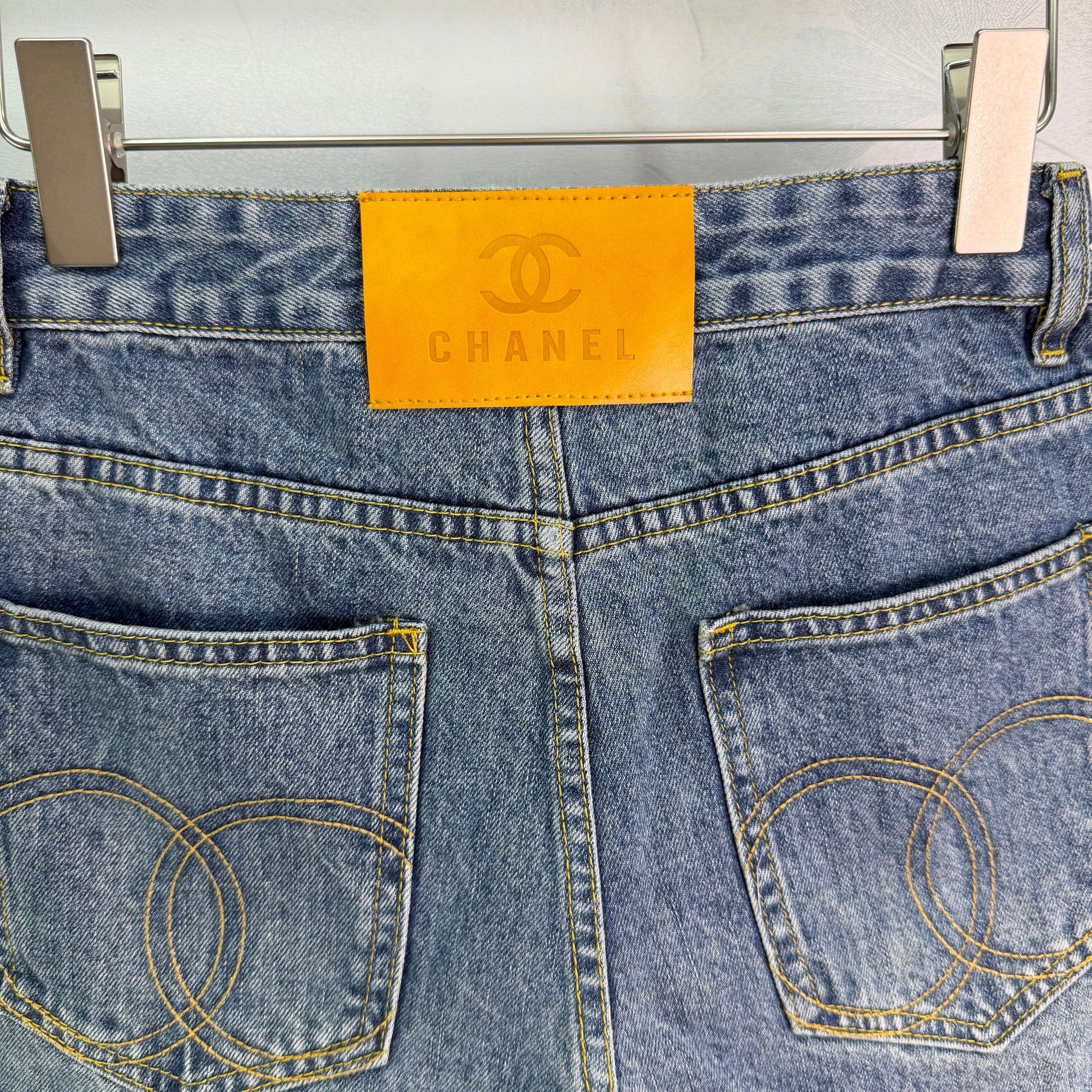 High-waisted denim shorts