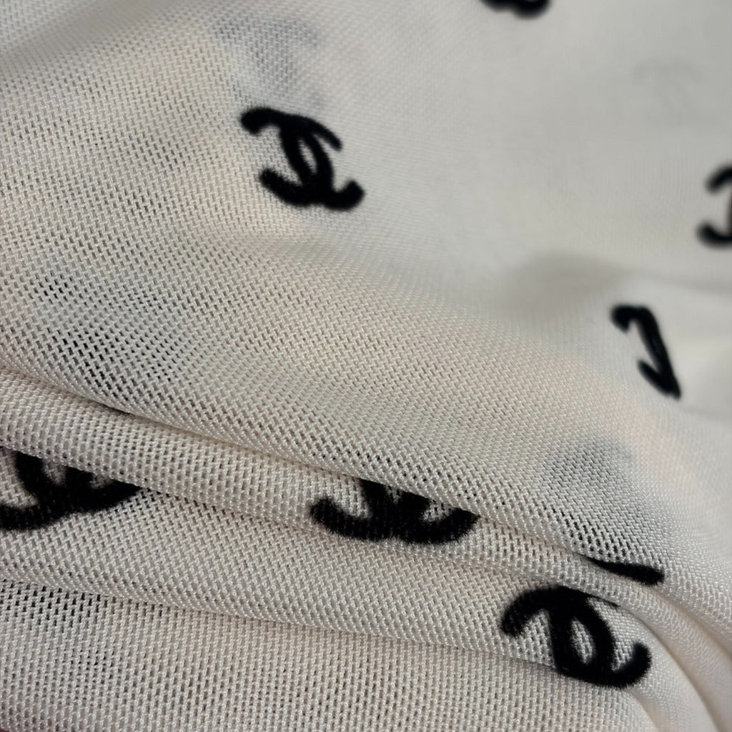 Flocked logo mesh short-sleeved T-shirt