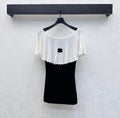 Black and white color-blocked knitwear