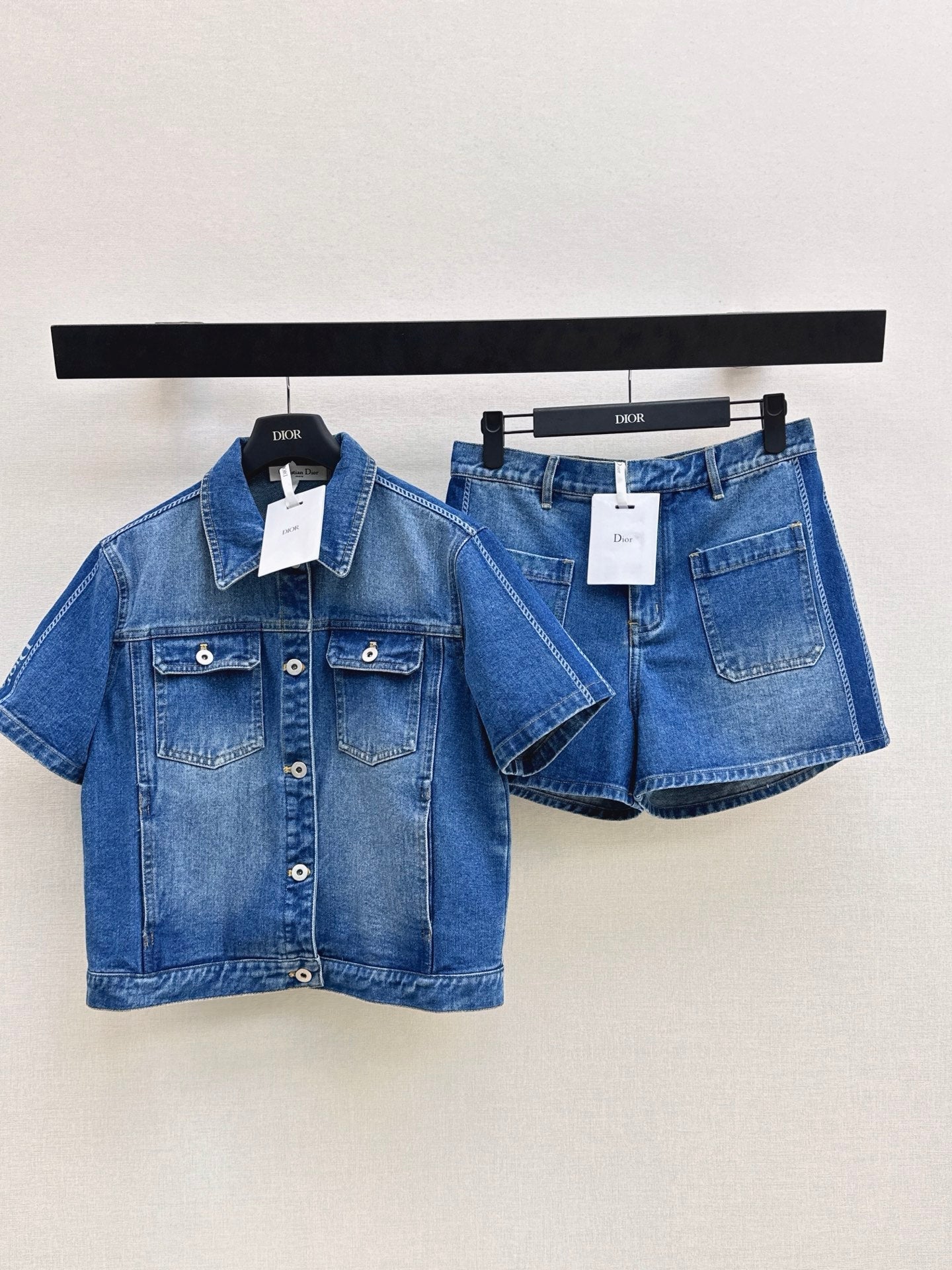 Webbing-trimmed denim set