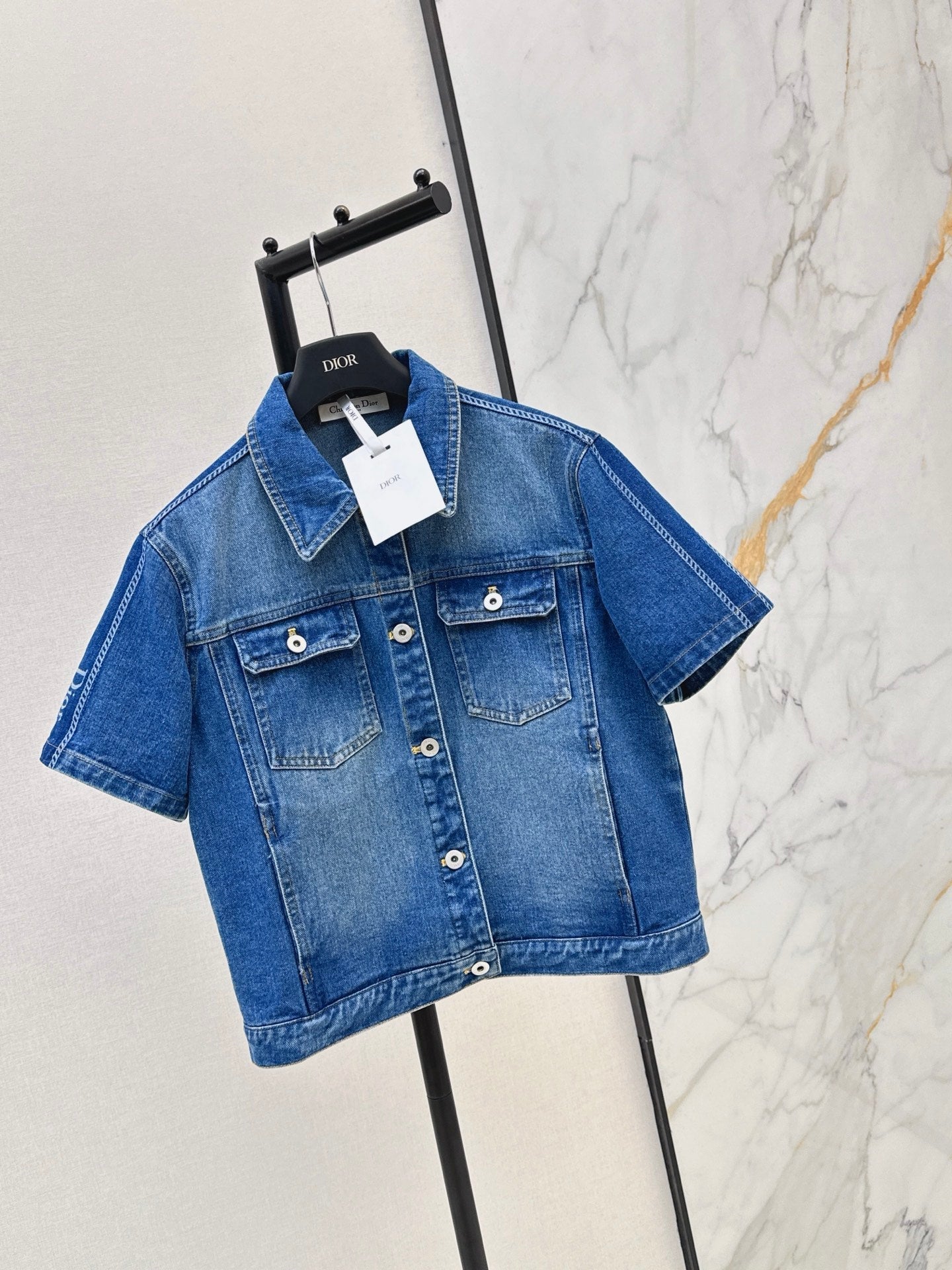 Webbing-trimmed denim set