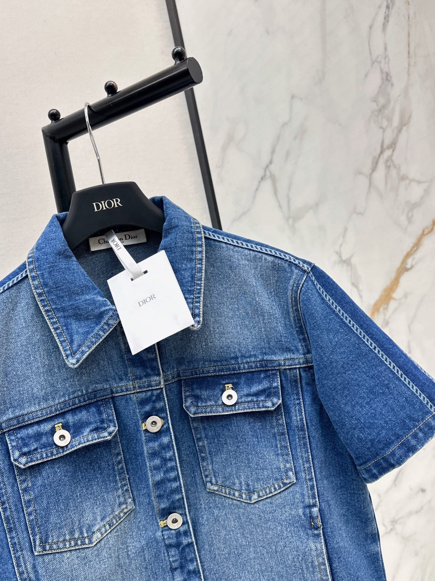 Webbing-trimmed denim set