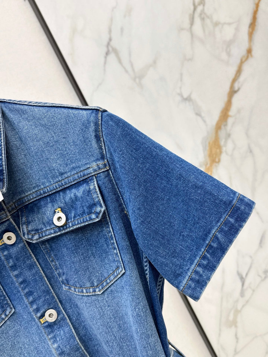 Logo webbing embellished denim dress