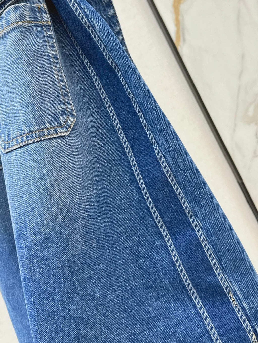 Logo webbing embellished denim dress
