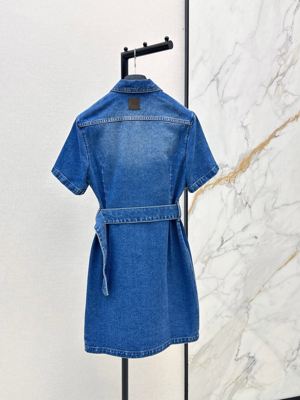 Logo webbing embellished denim dress