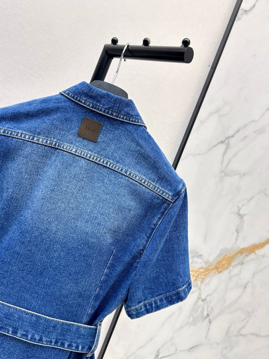 Logo webbing embellished denim dress