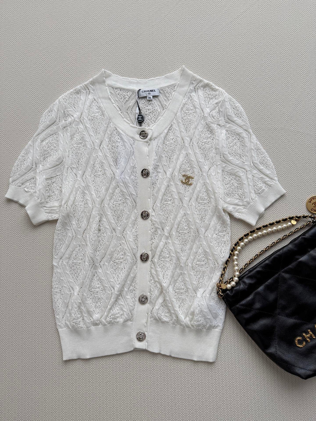 Short-Sleeve Knit Cardigan
