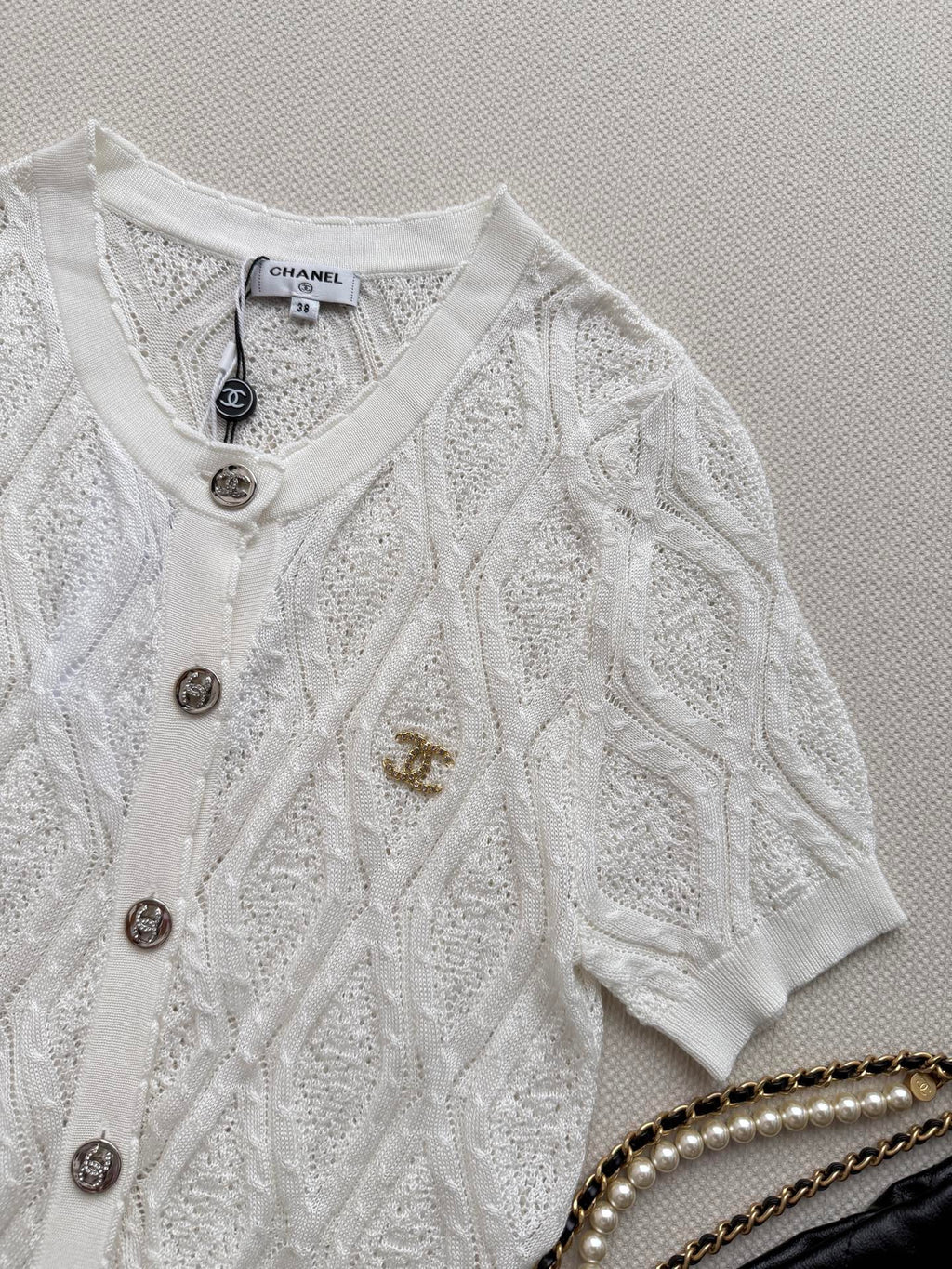 Short-Sleeve Knit Cardigan