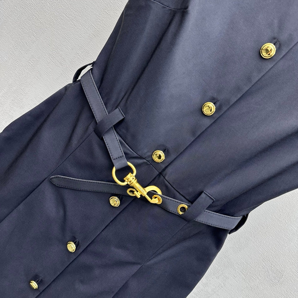 Belted Collared Dress