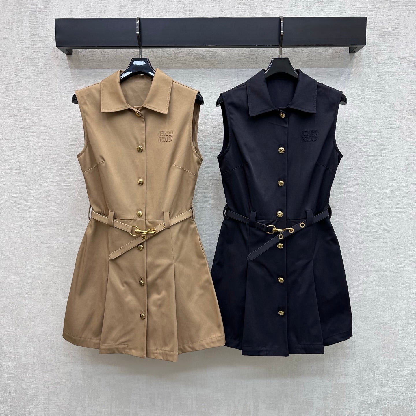 Belted Collared Dress