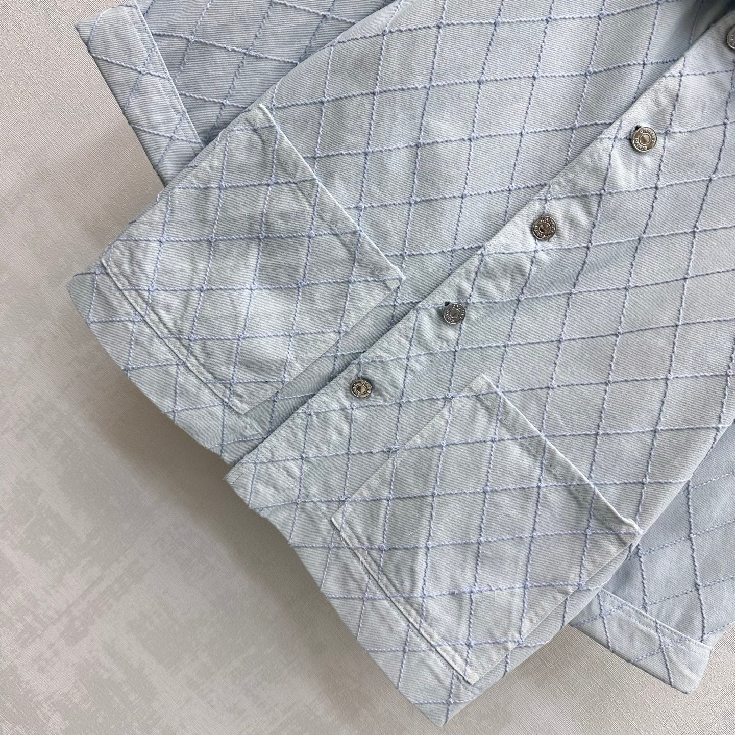 Diamond-Quilted Denim Shirt Jacket