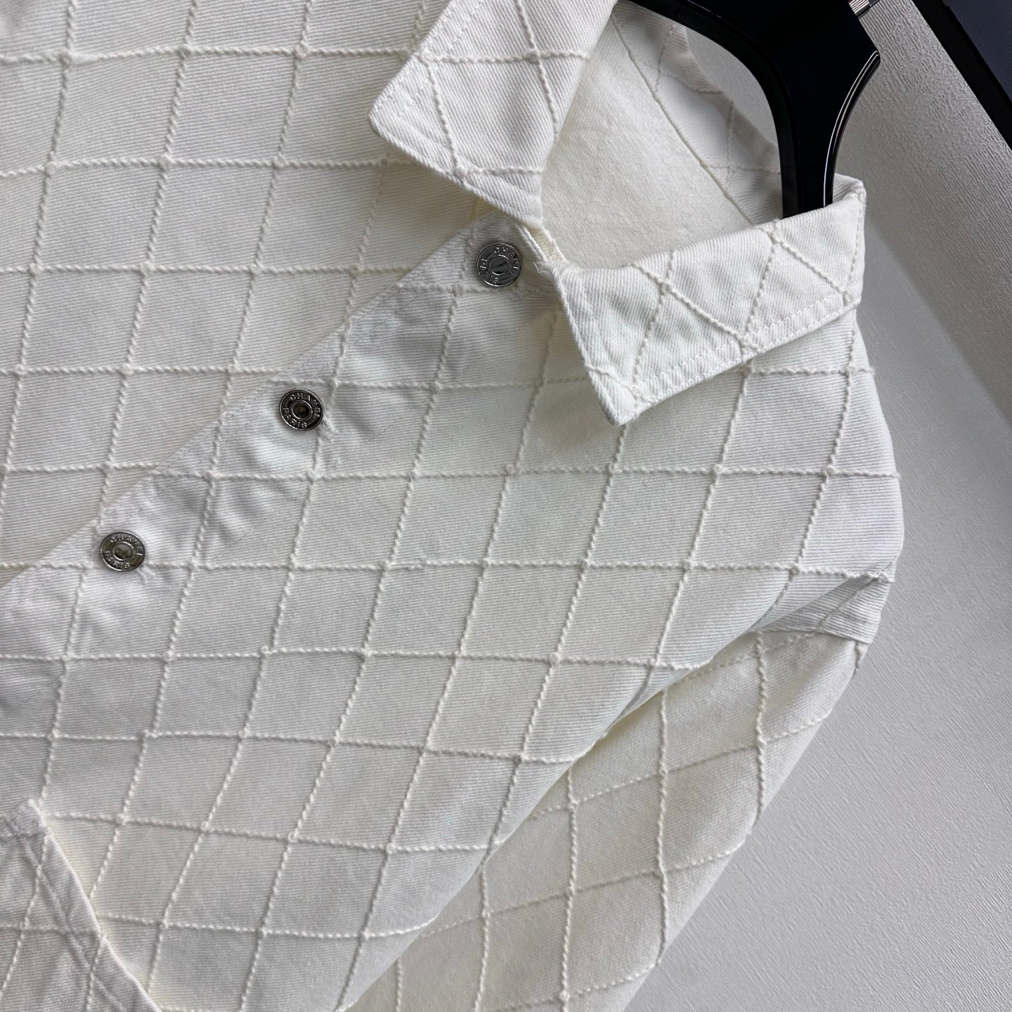 Diamond-Quilted Denim Shirt Jacket