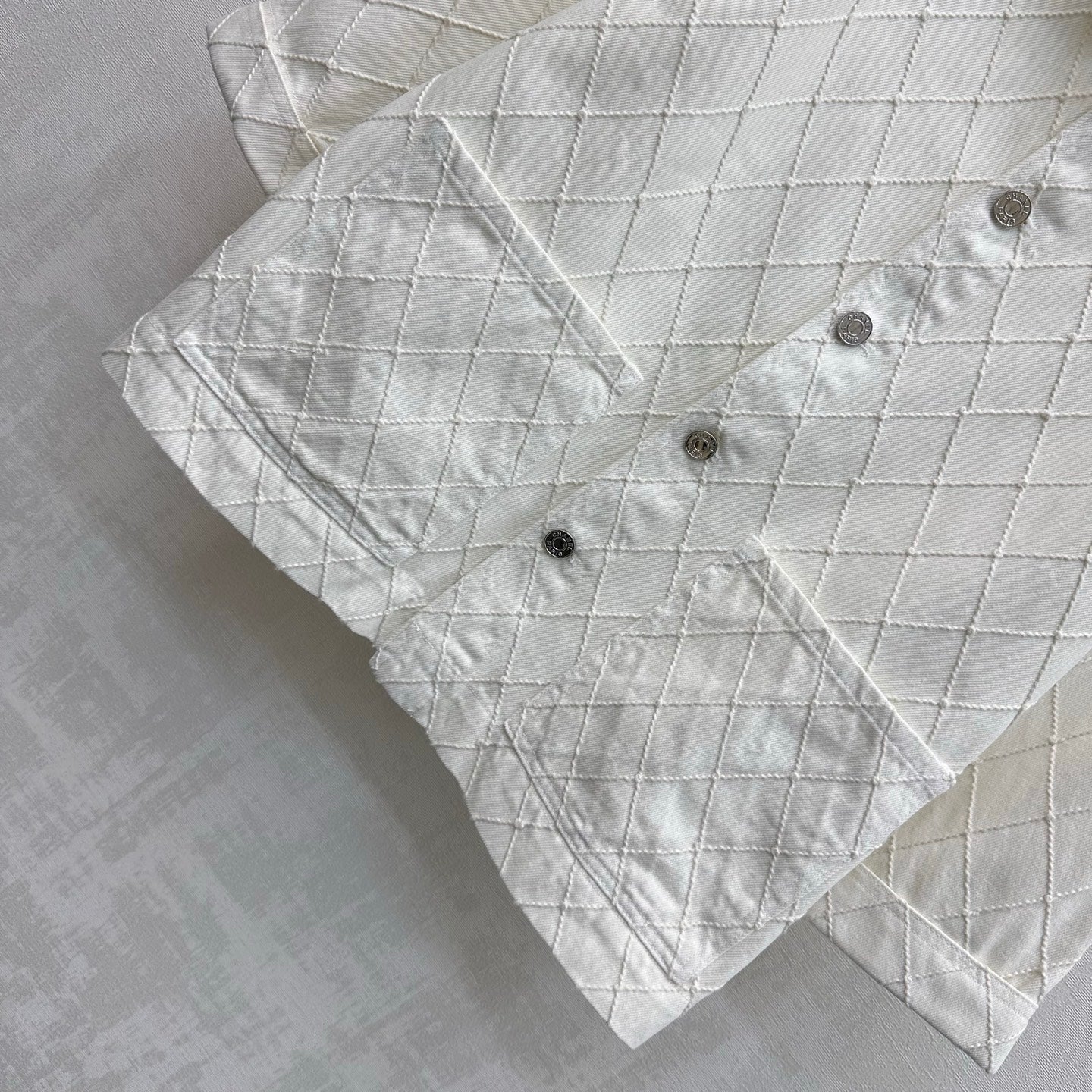 Diamond-Quilted Denim Shirt Jacket