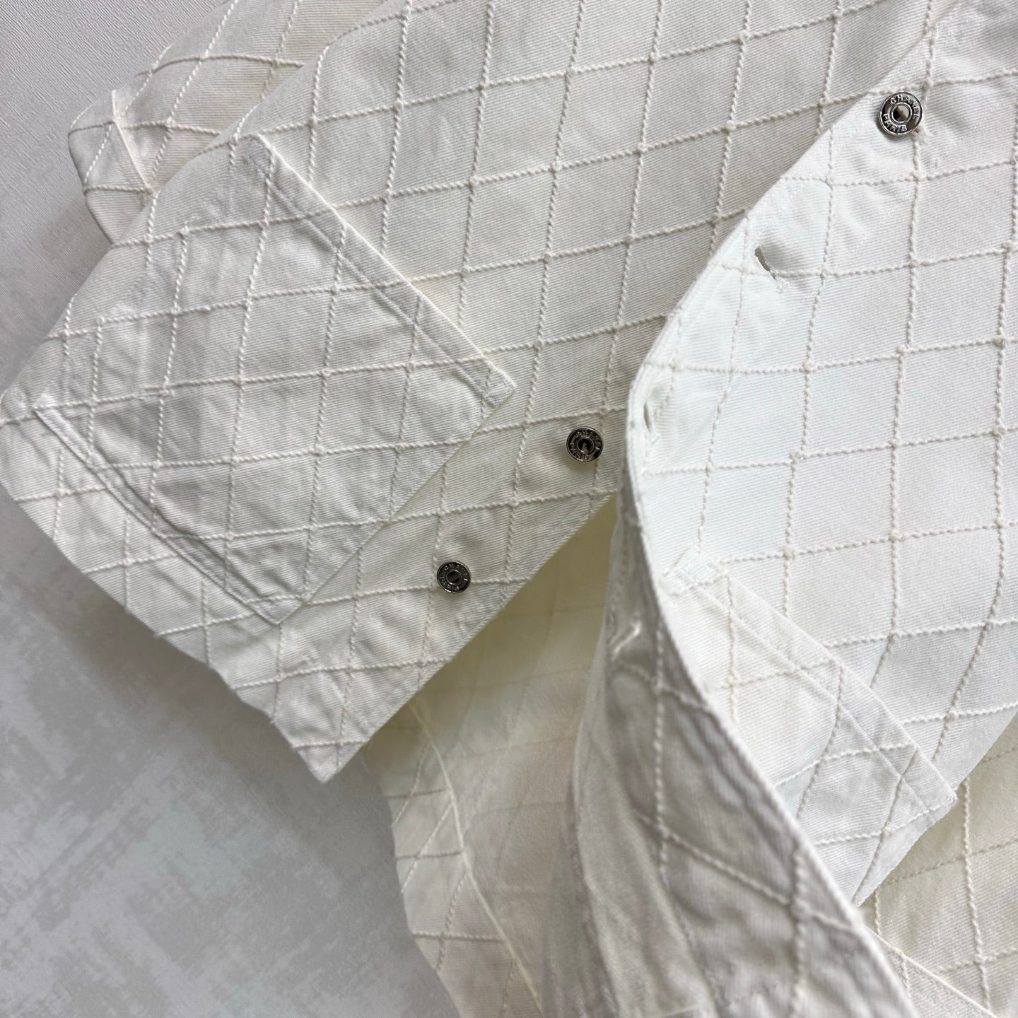 Diamond-Quilted Denim Shirt Jacket