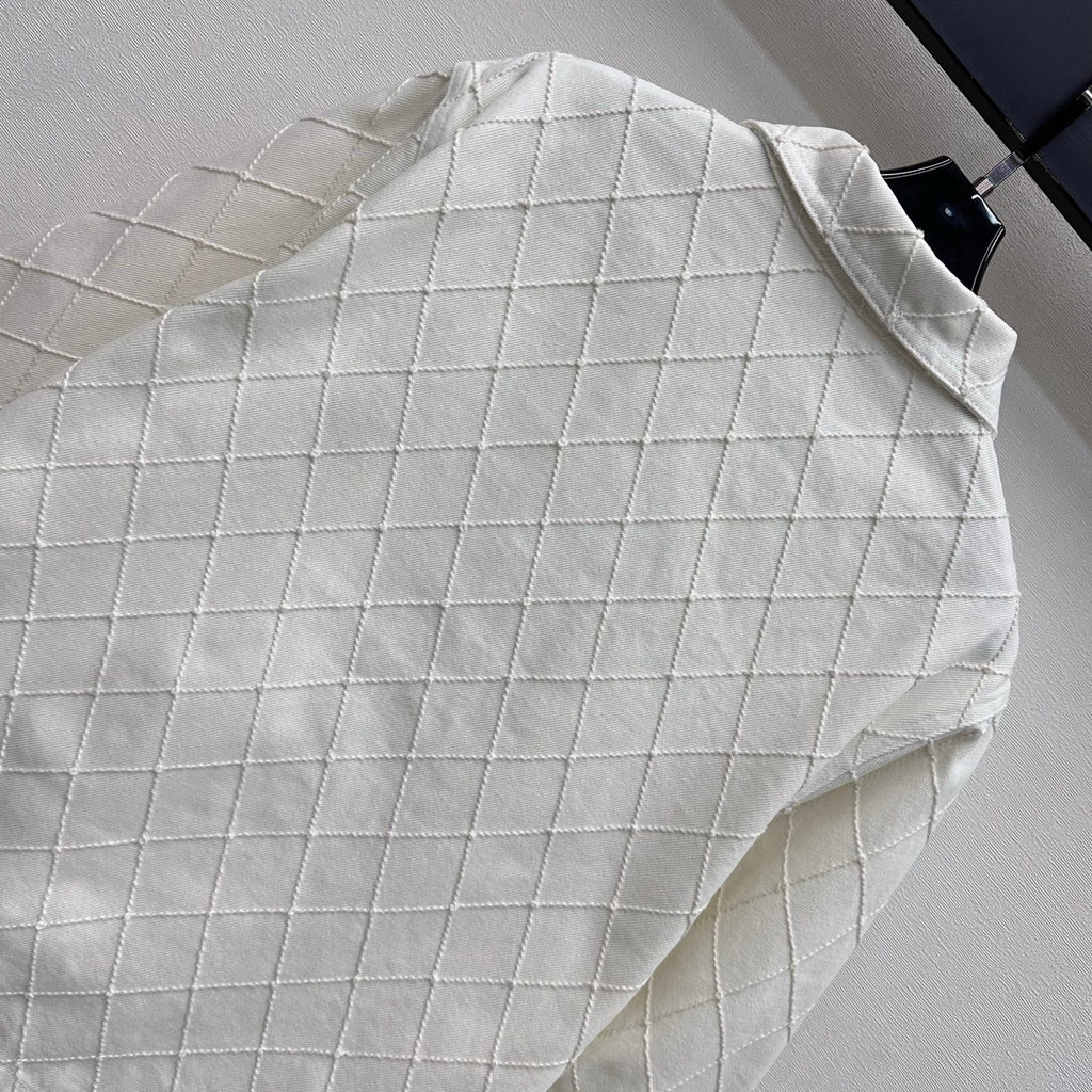Diamond-Quilted Denim Shirt Jacket