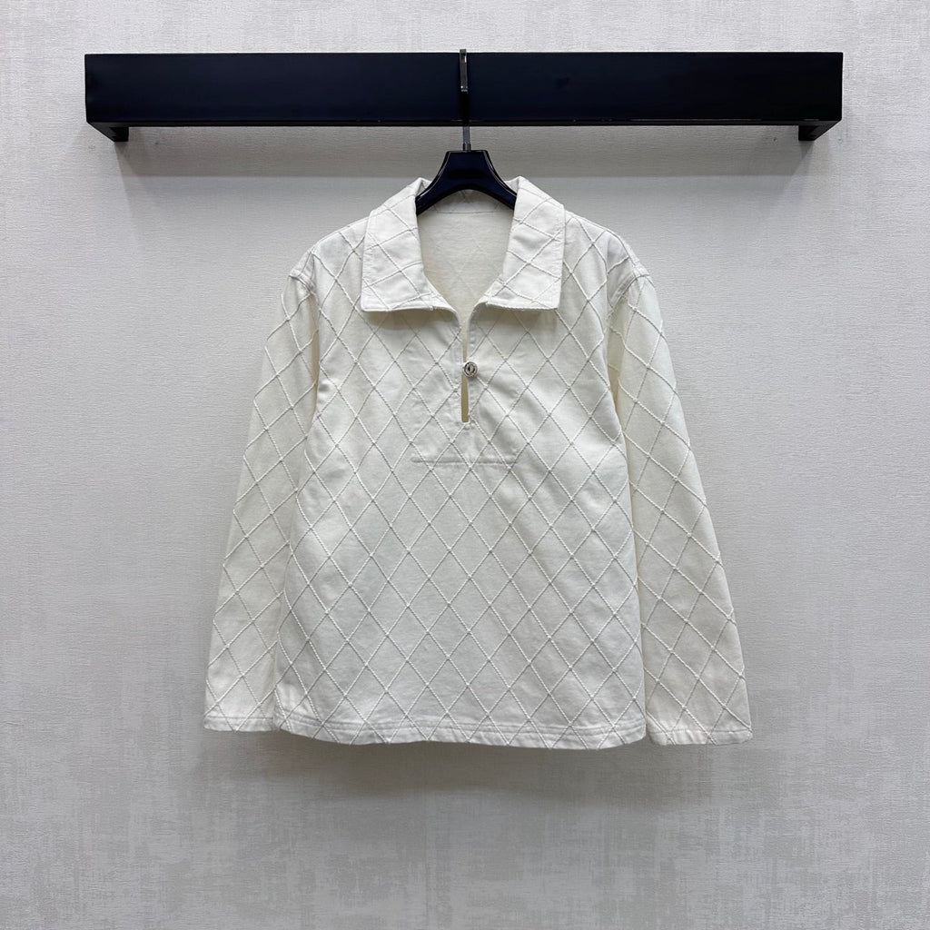 Quilted Denim Collared Top