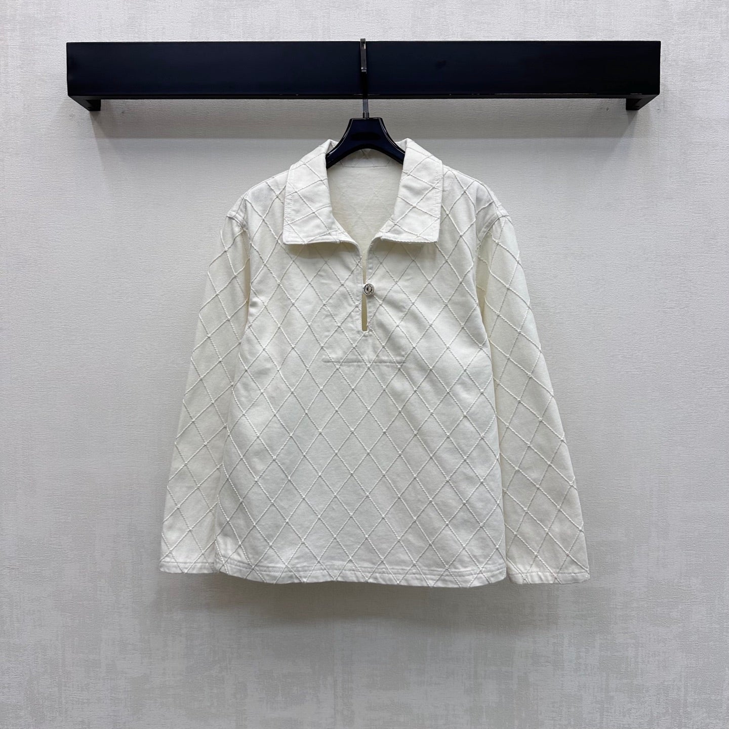 Quilted Denim Collared Top