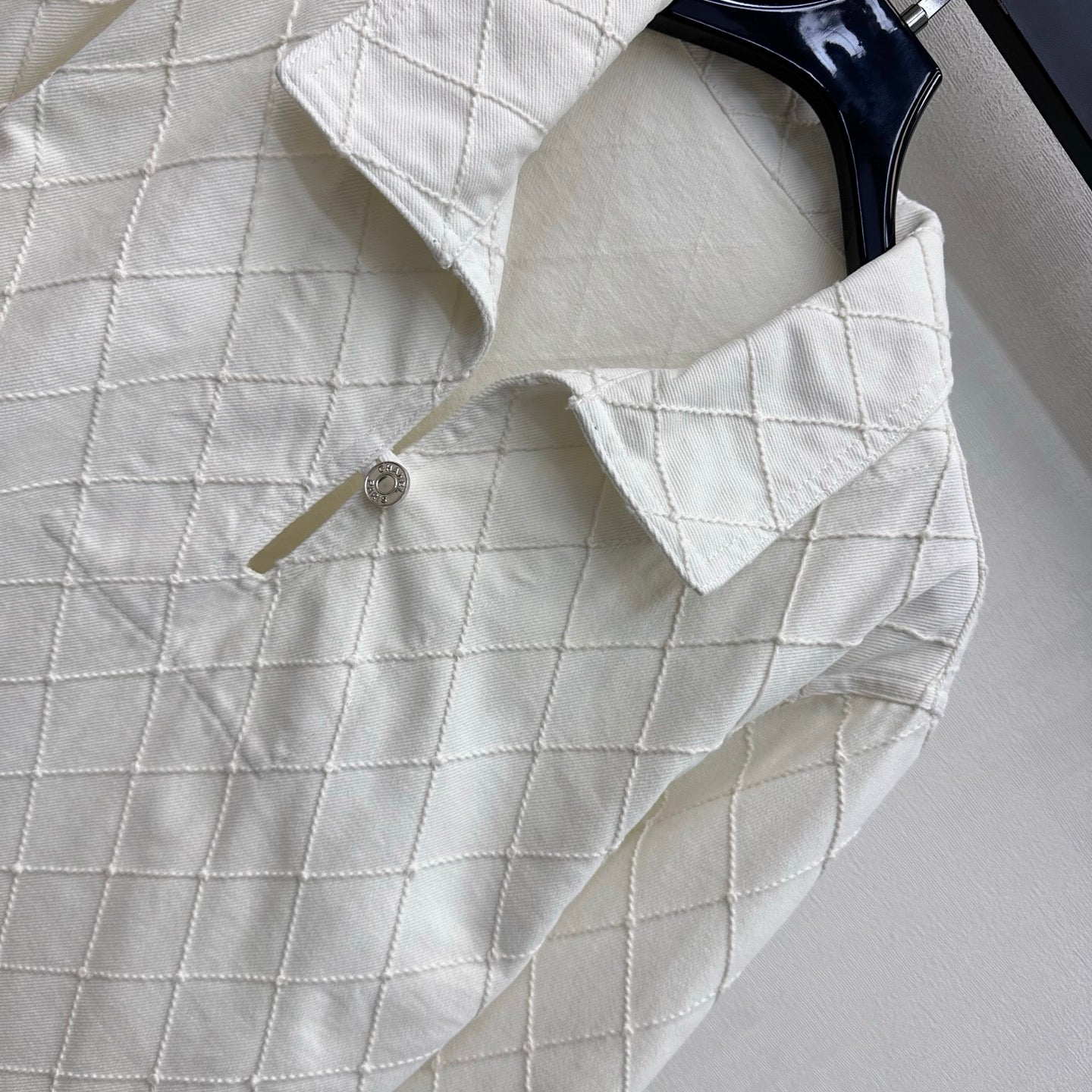 Quilted Denim Collared Top