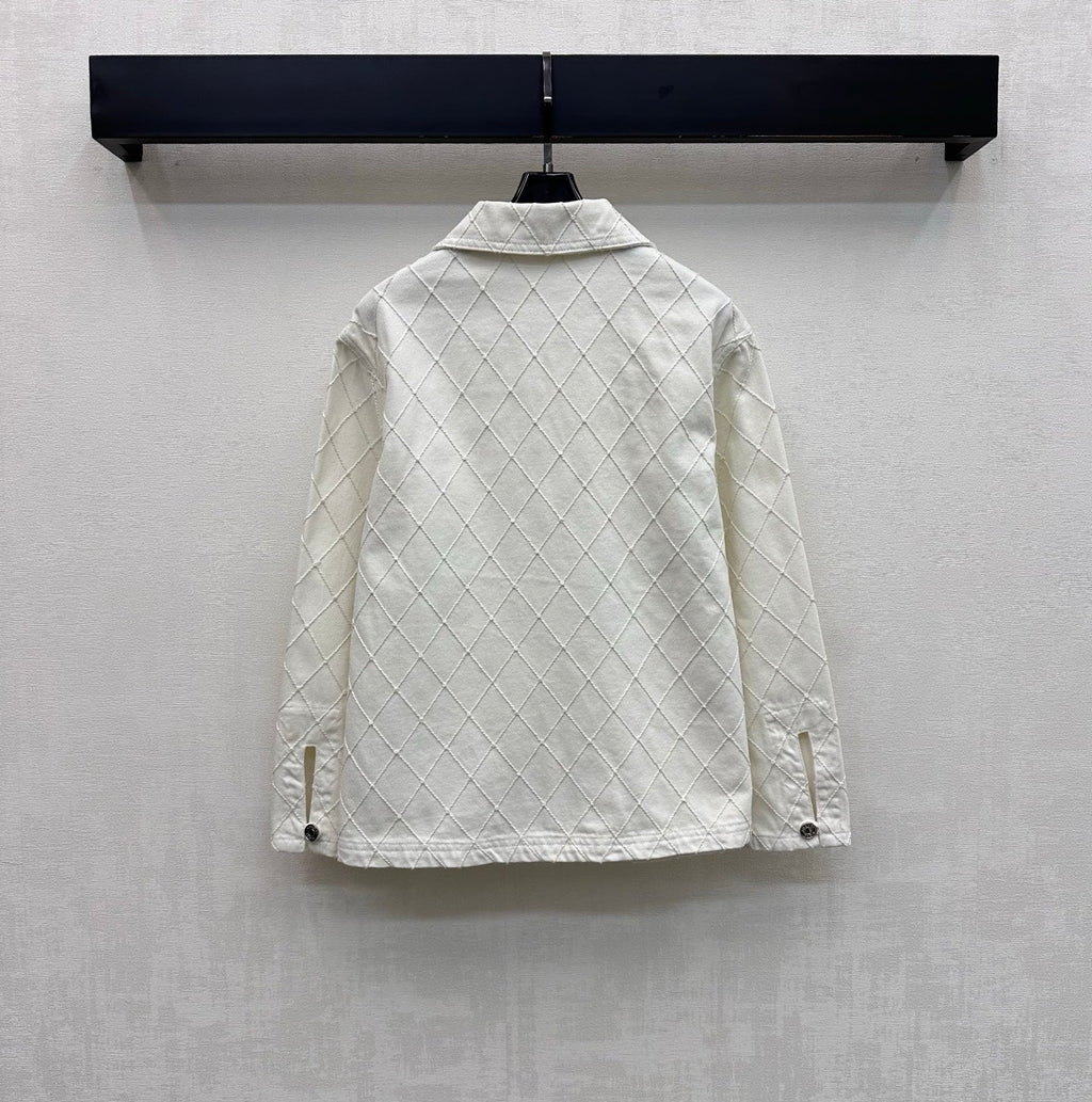 Quilted Denim Collared Top