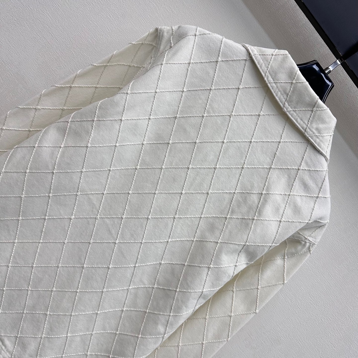 Quilted Denim Collared Top