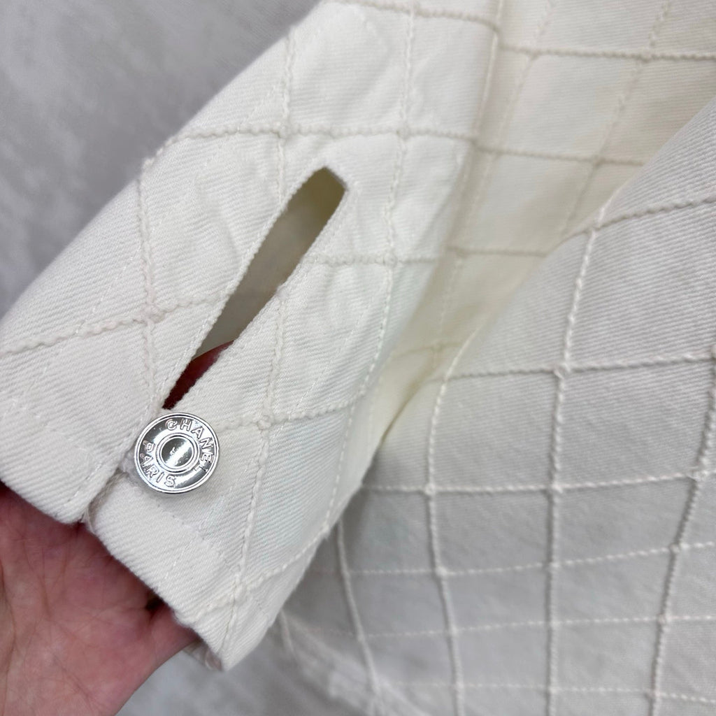 Quilted Denim Collared Top