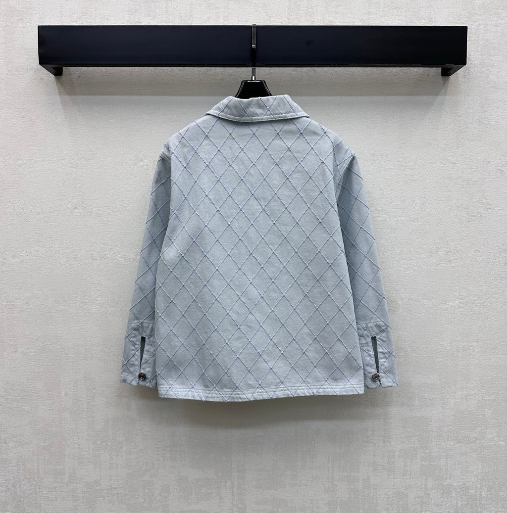 Quilted Denim Collared Top