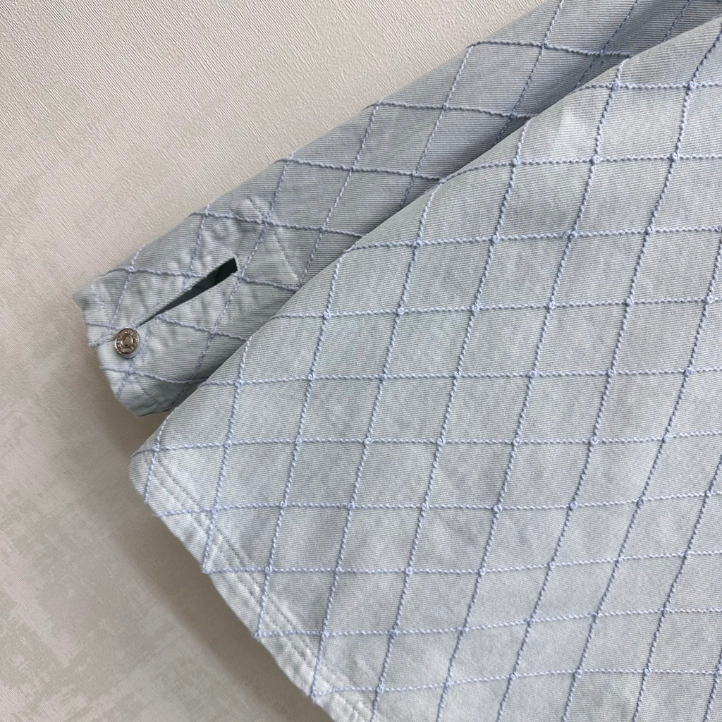 Quilted Denim Collared Top