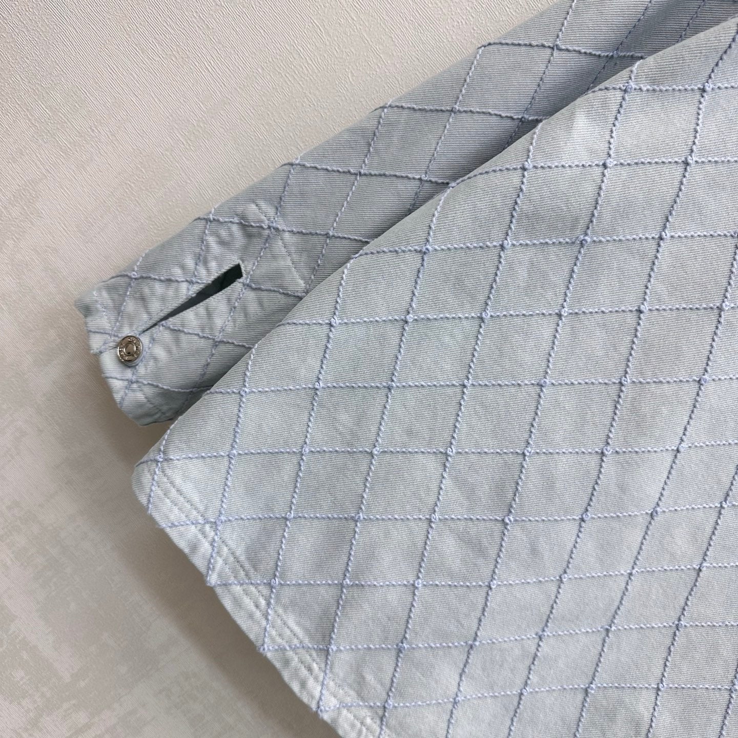Quilted Denim Collared Top