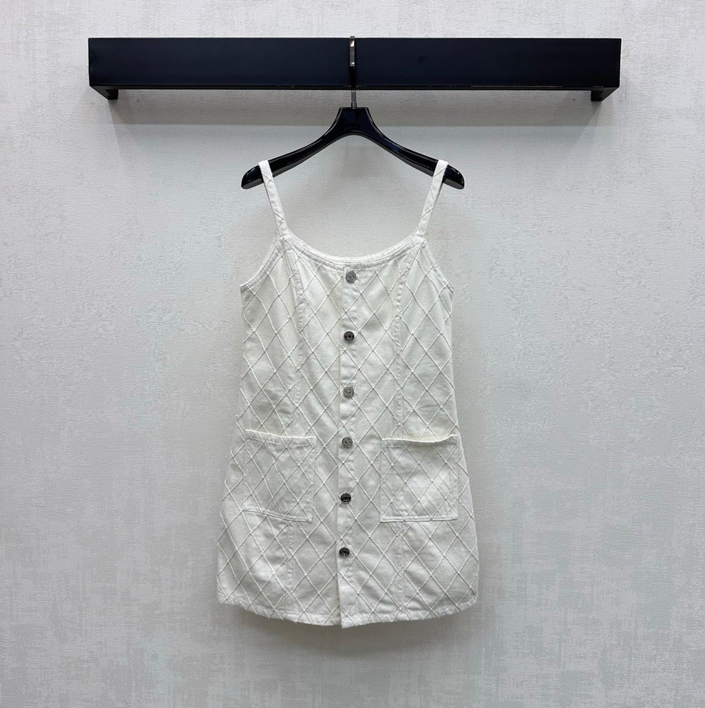 Quilted Denim Slip Dress
