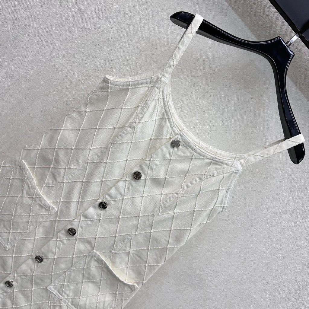 Quilted Denim Slip Dress