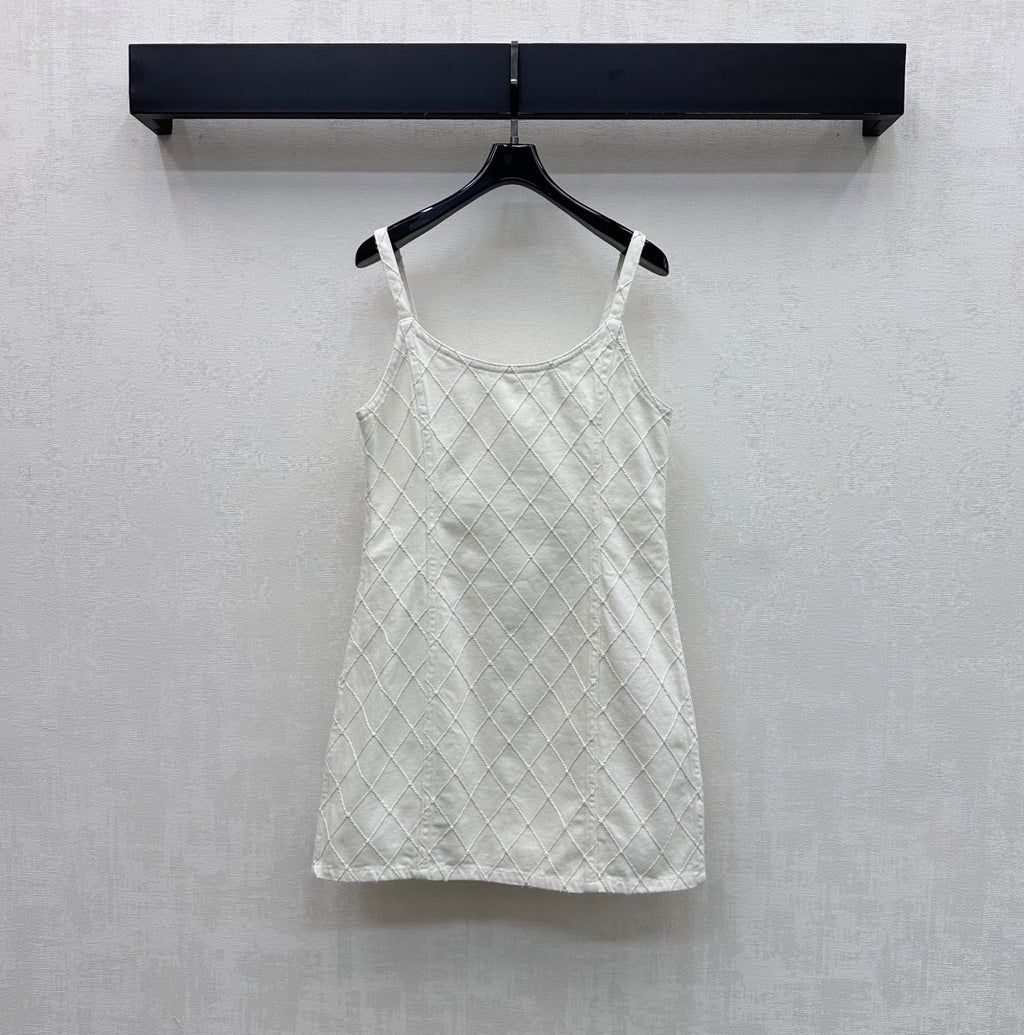 Quilted Denim Slip Dress
