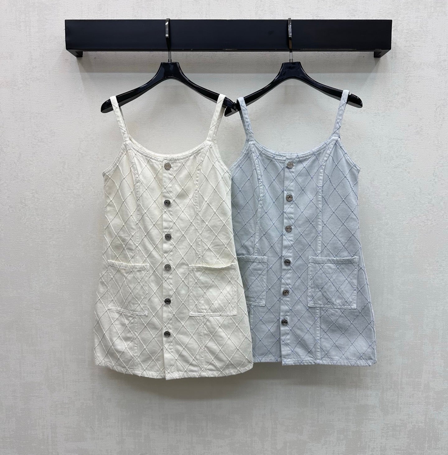 Quilted Denim Slip Dress