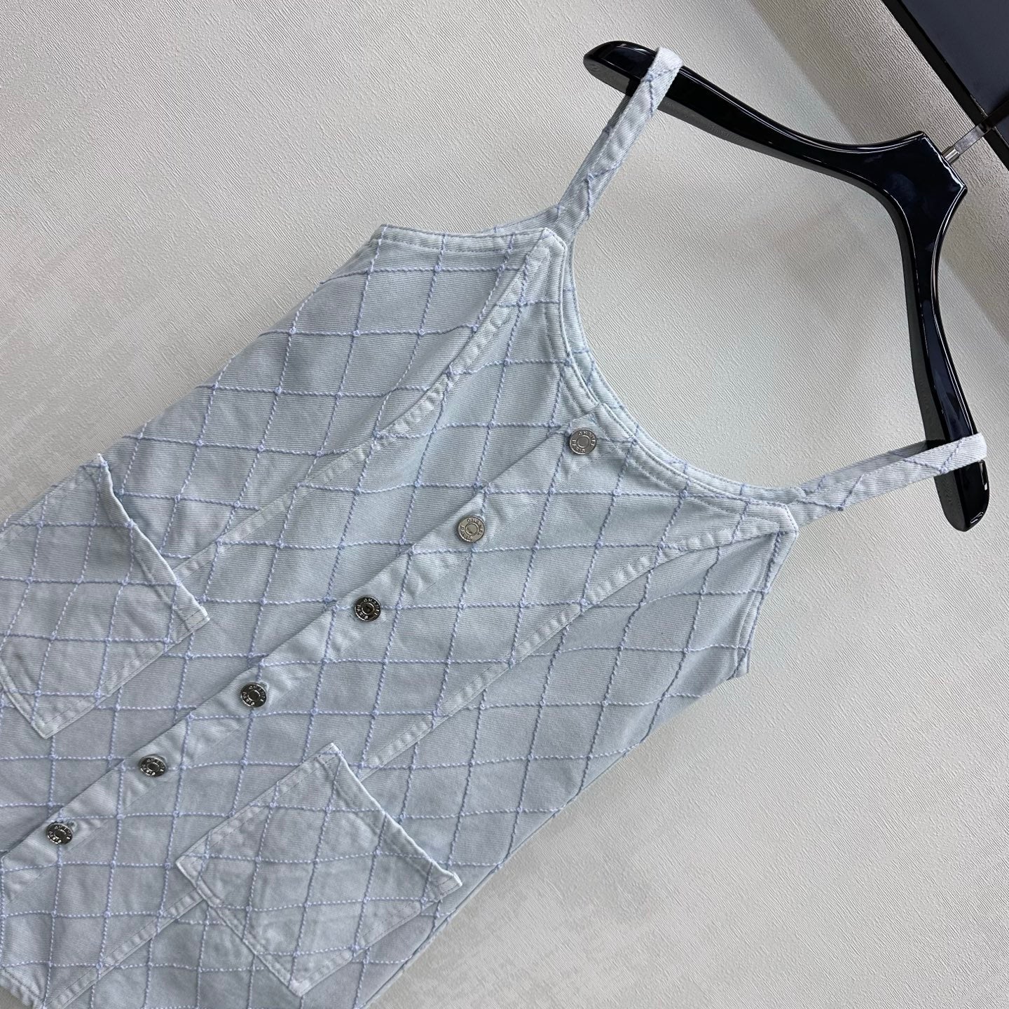Quilted Denim Slip Dress