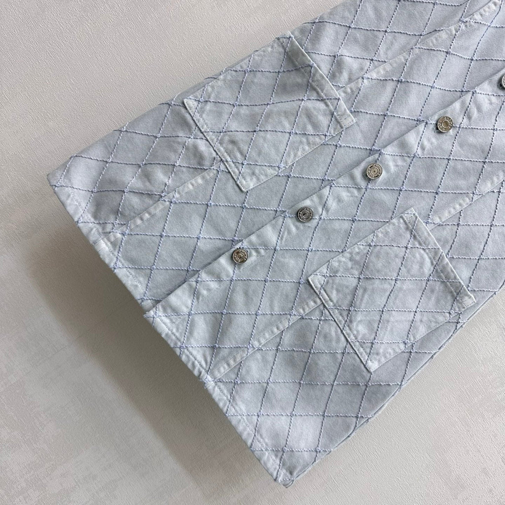 Quilted Denim Slip Dress