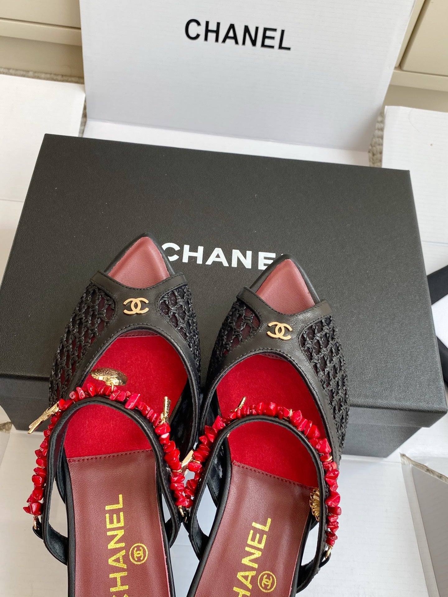 Pointed-toe peep-toe chunky-heeled sandals3.5cm