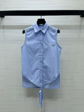 Striped Tie-front Shirt Vest