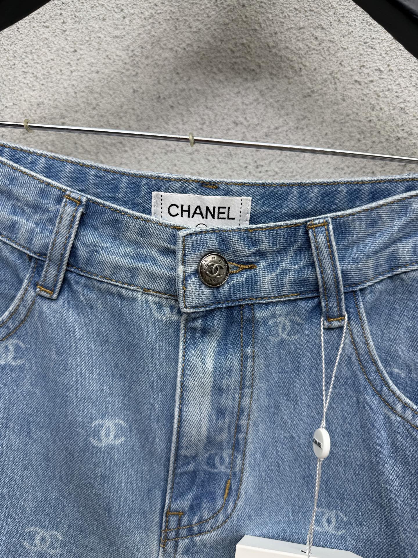 Light blue denim shorts