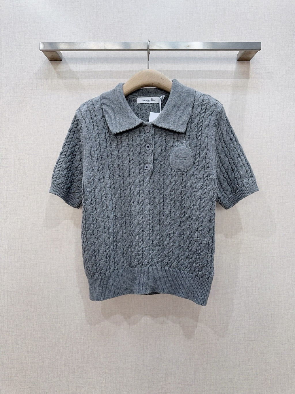 3D Cable Knit Polo Shirt