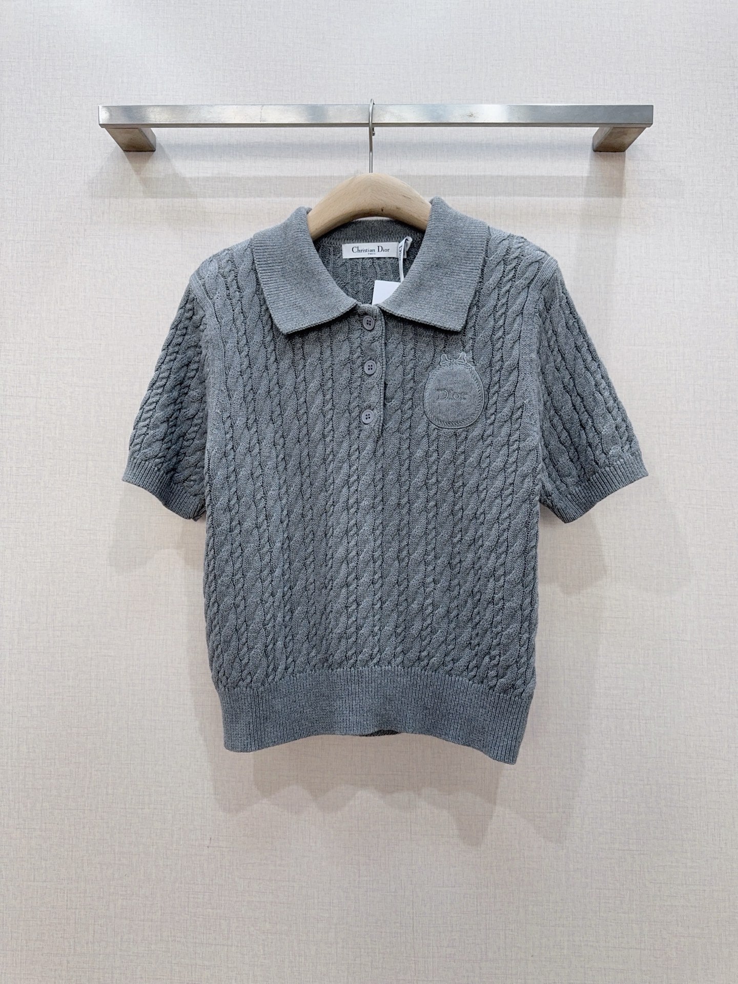 3D Cable Knit Polo Shirt