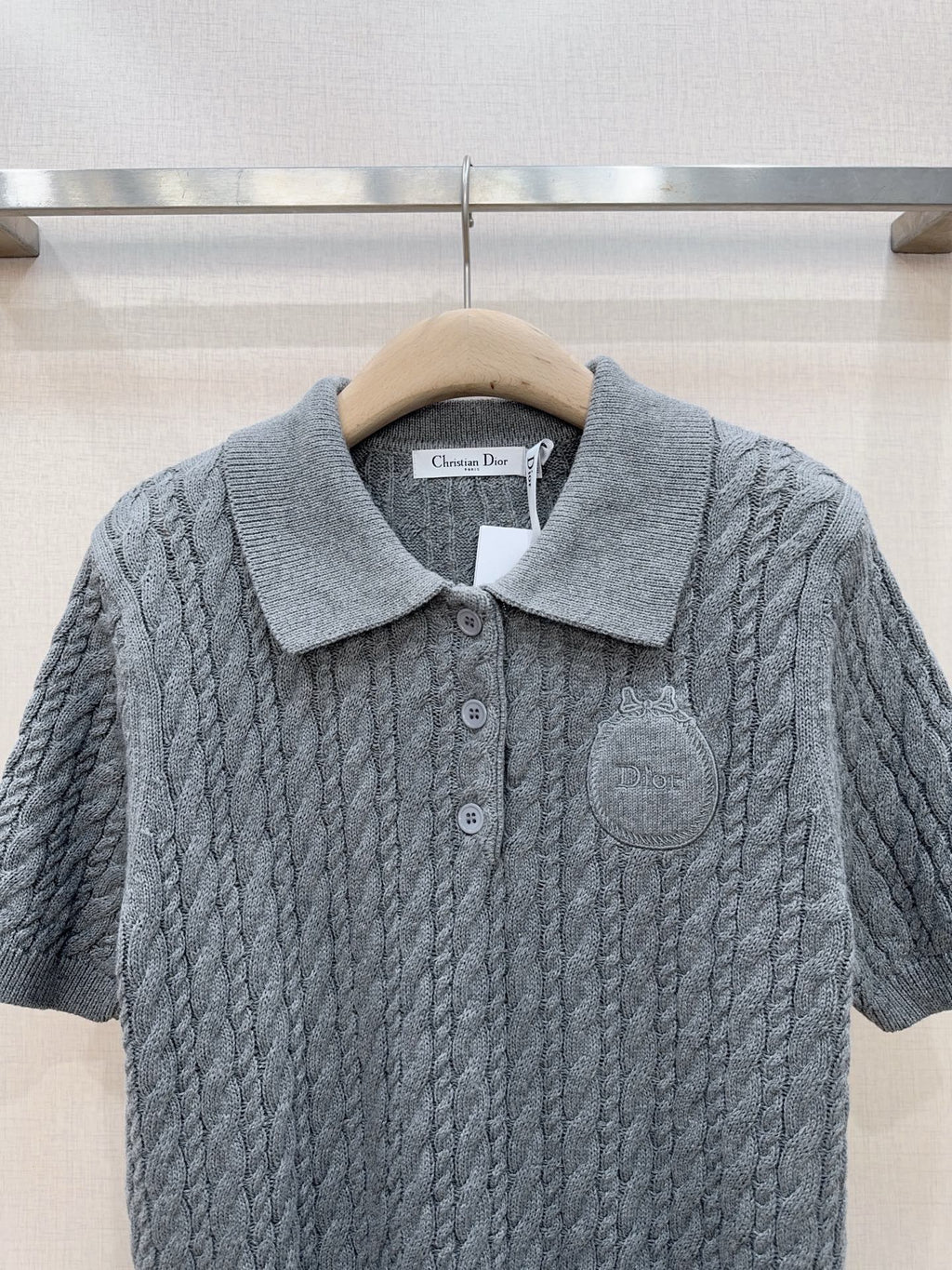 3D Cable Knit Polo Shirt