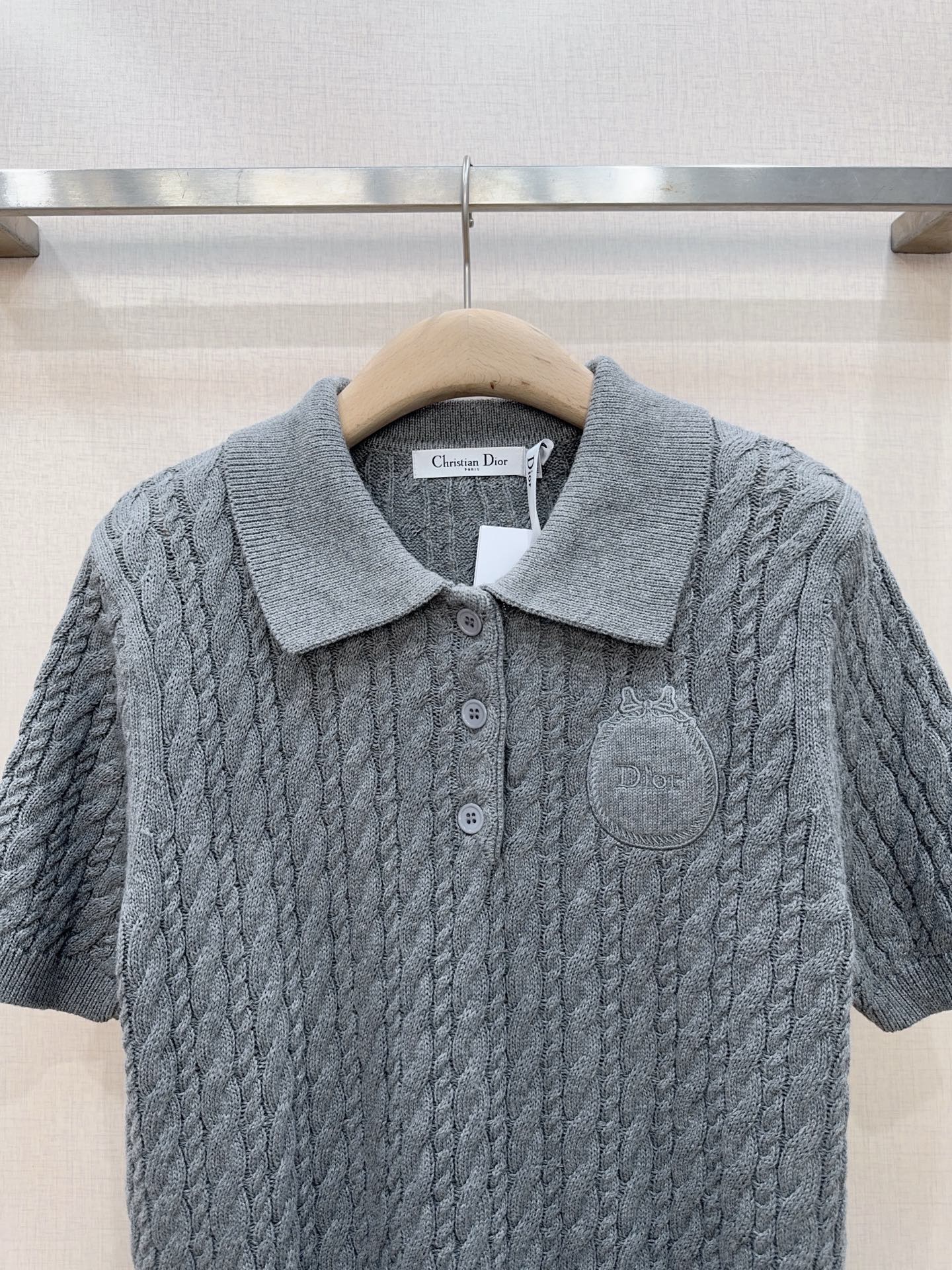 3D Cable Knit Polo Shirt