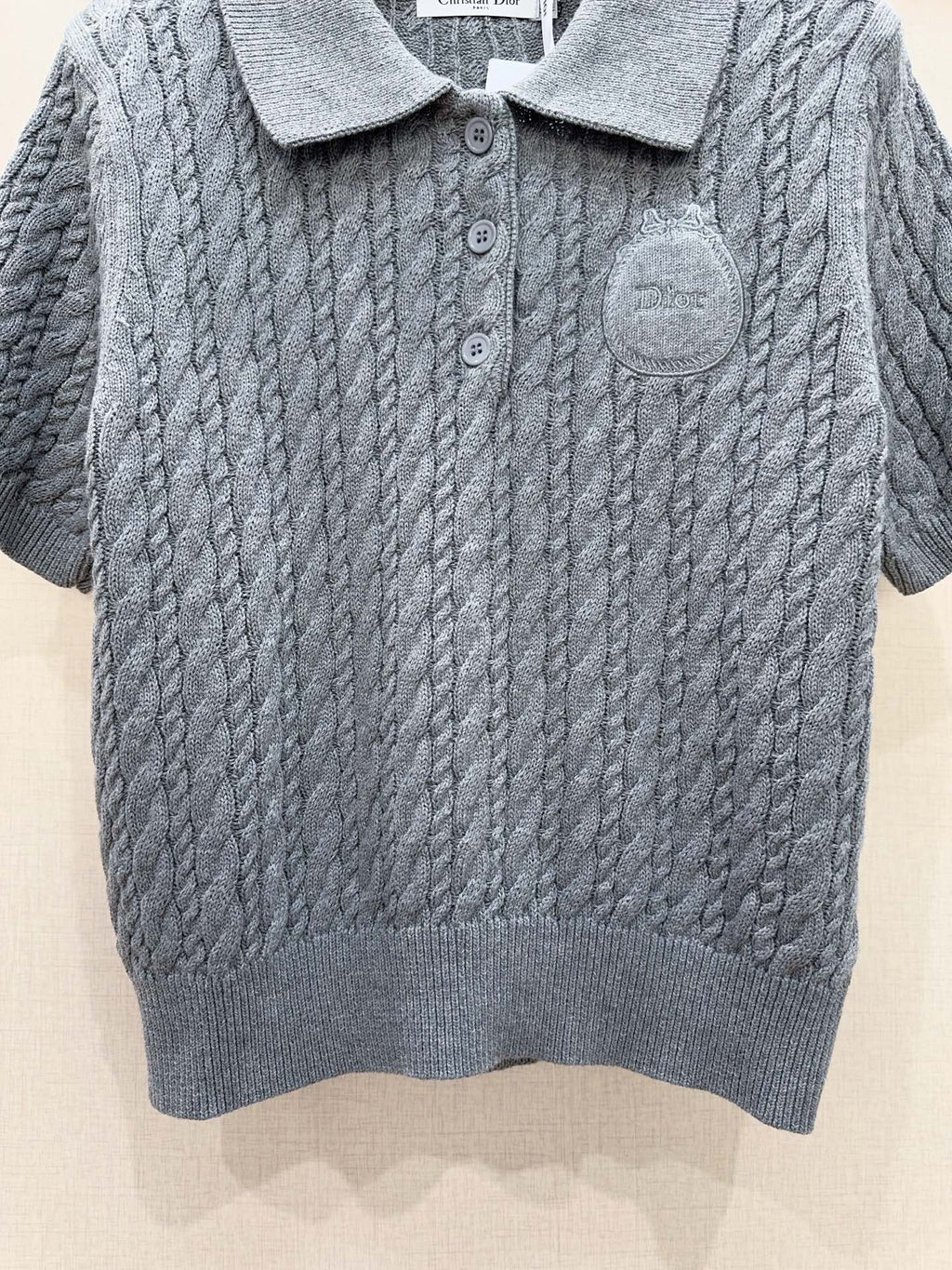 3D Cable Knit Polo Shirt