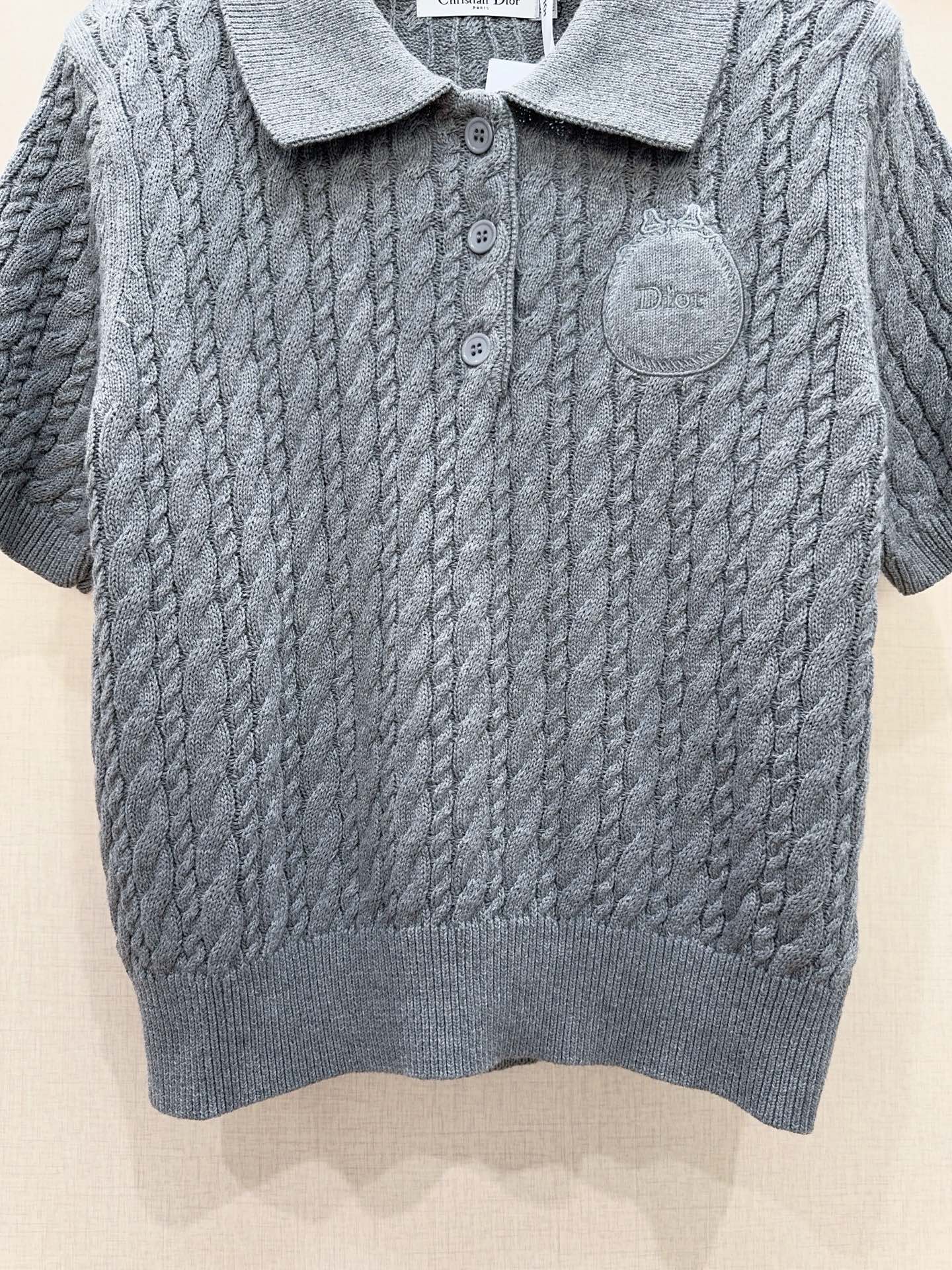 3D Cable Knit Polo Shirt