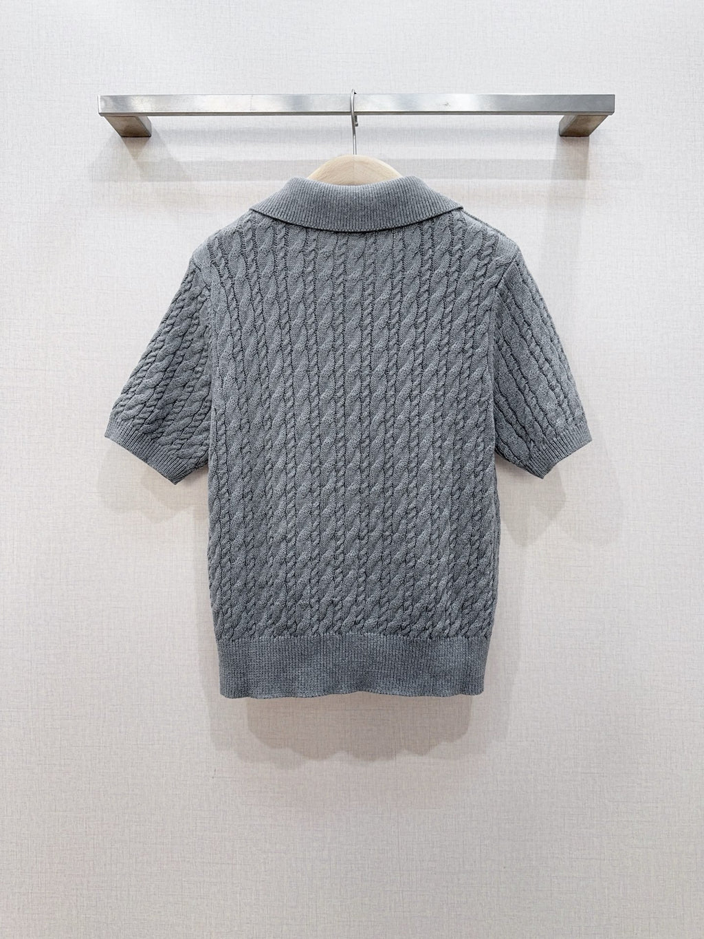 3D Cable Knit Polo Shirt