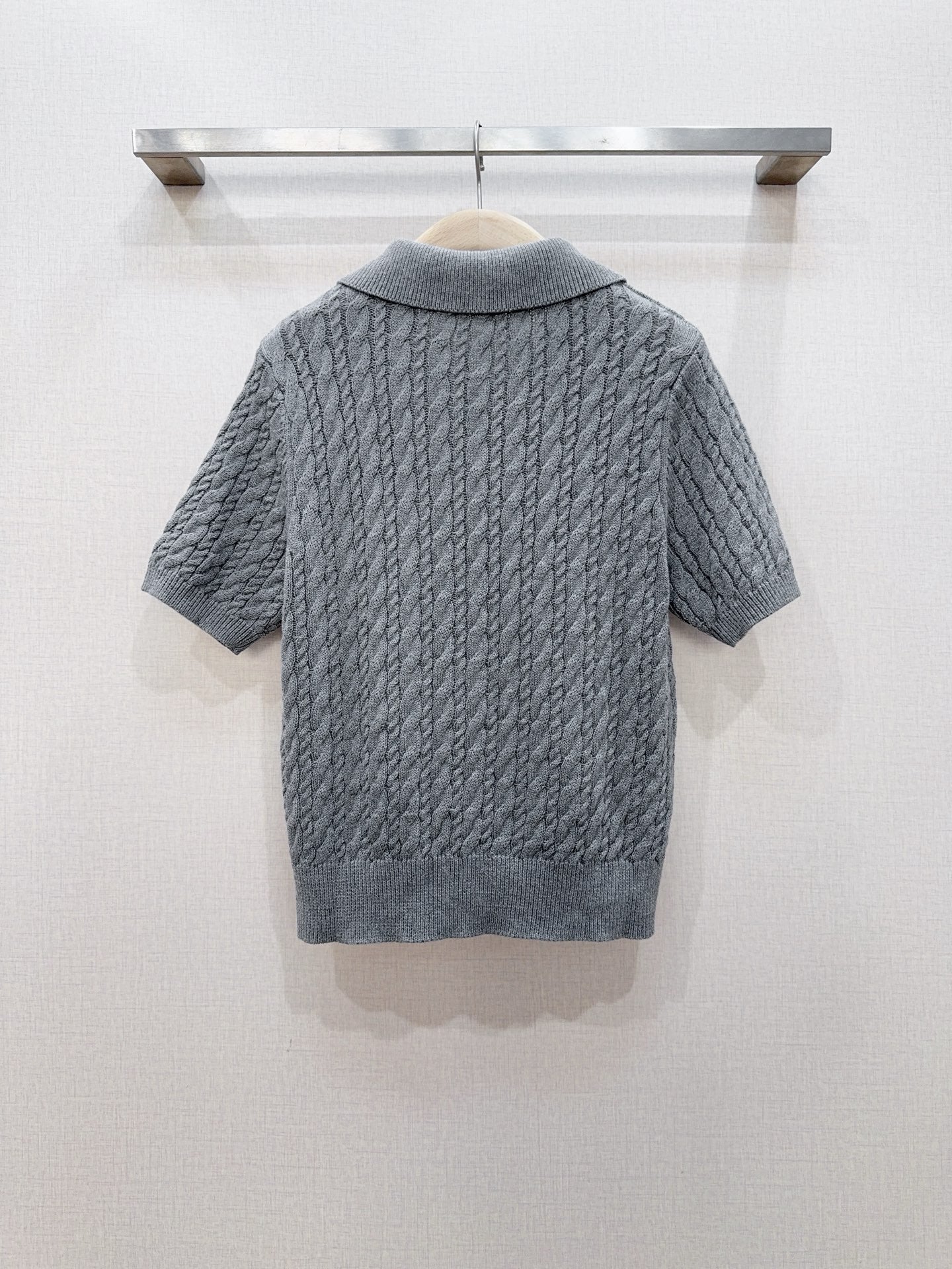 3D Cable Knit Polo Shirt