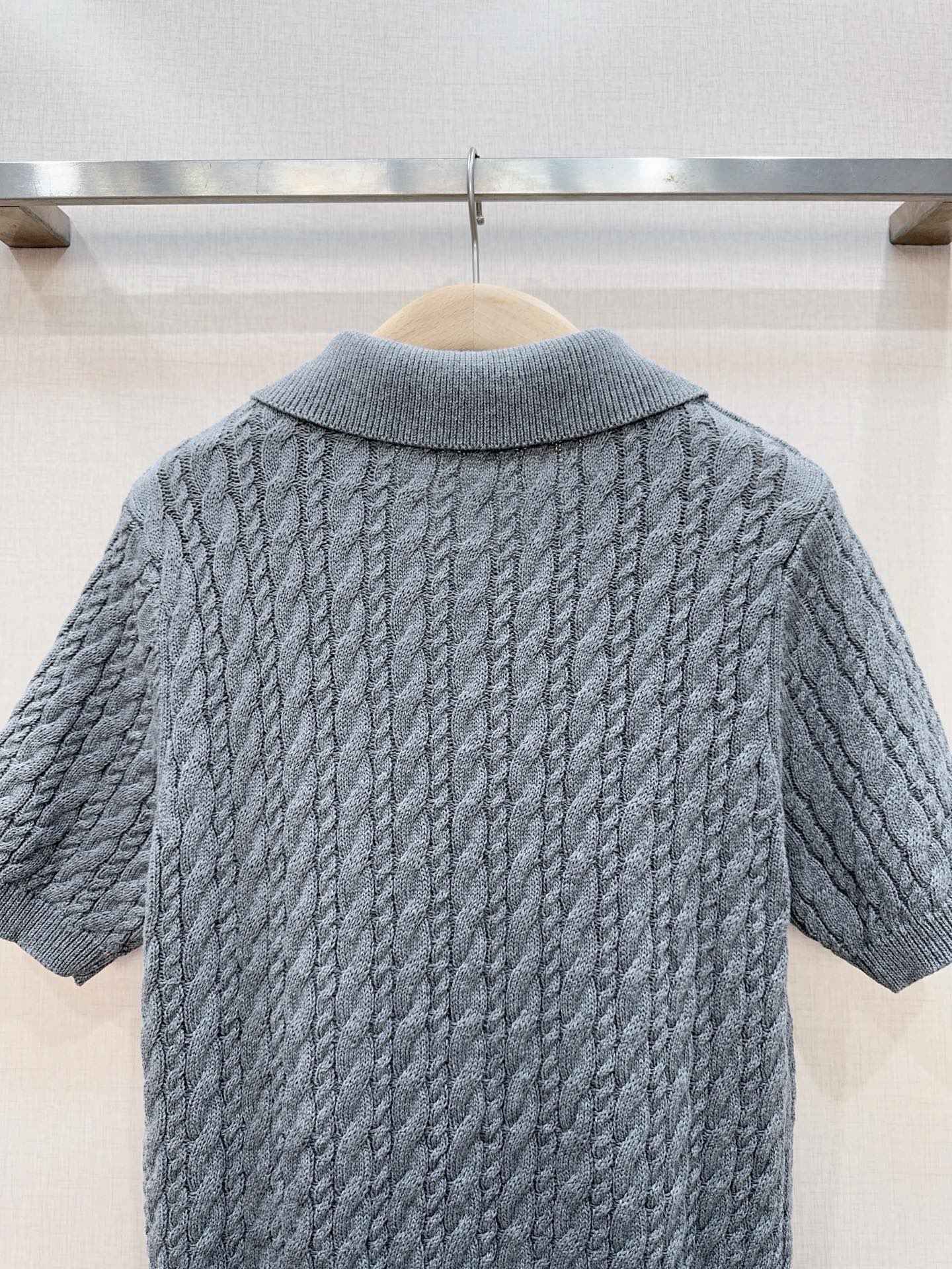 3D Cable Knit Polo Shirt