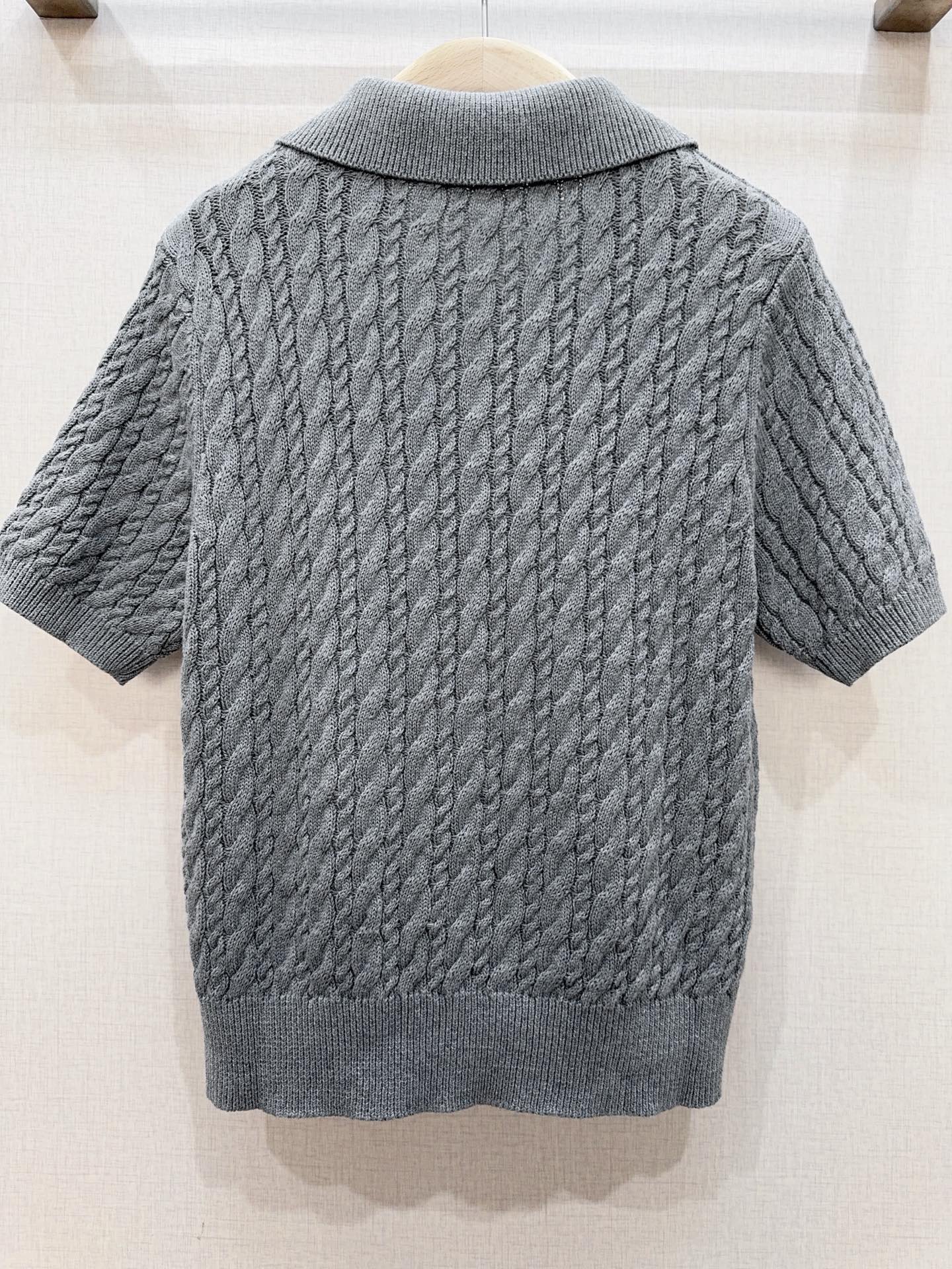 3D Cable Knit Polo Shirt