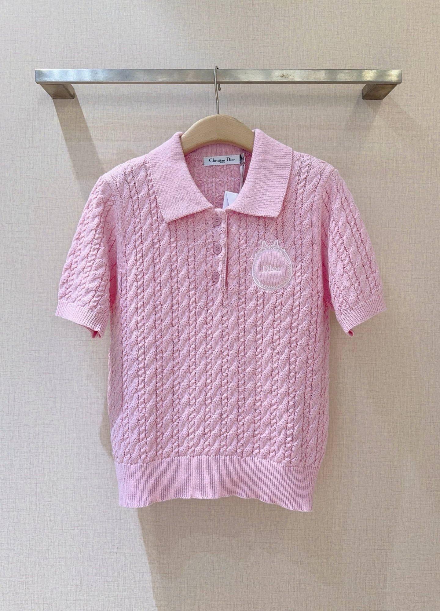 3D Cable Knit Polo Shirt