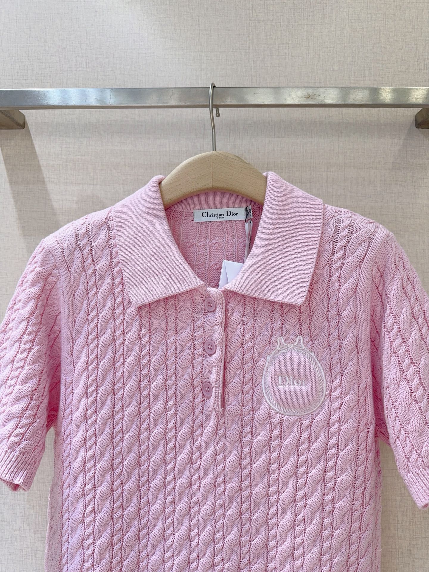3D Cable Knit Polo Shirt
